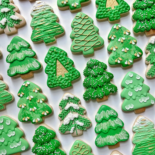 CHRISTMAS TREES ~ Advanced Beginner/Intermediate ~ Online Cookie Decorating Class (2023)