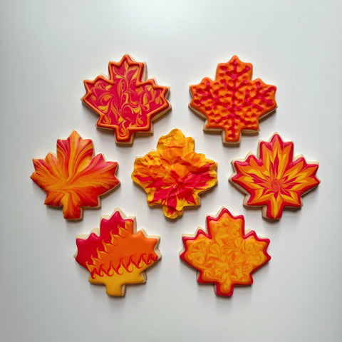 BEGINNER MAPLE LEAVES ~ Online Cookie Decorating Class