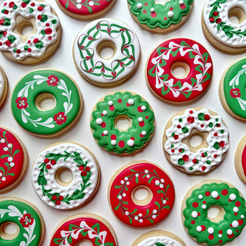 BEGINNER CHRISTMAS WREATHS ~ Online Cookie Decorating Class