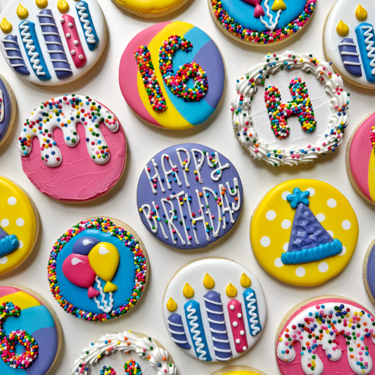 BIRTHDAY ~ Advanced Beginner ~ Online Cookie Decorating Class