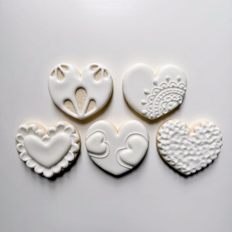 WHITE HEARTS ~ Online Cookie Decorating Class