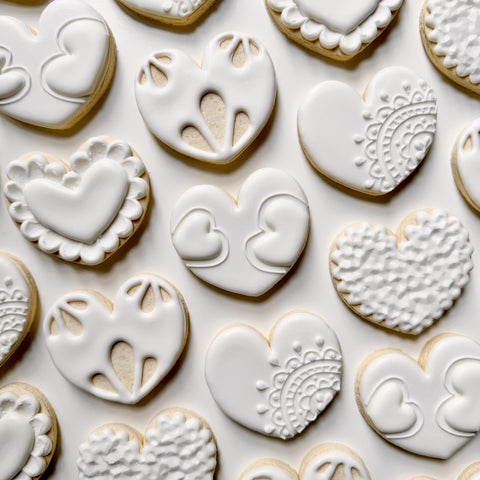 WHITE HEARTS ~ Online Cookie Decorating Class