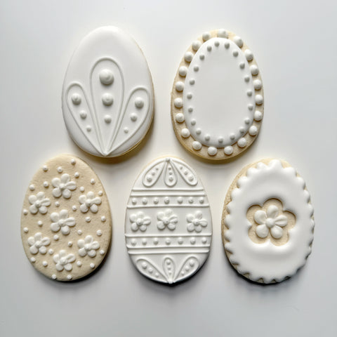WHITE EASTER EGGS ~ Online Cookie Decorating Class