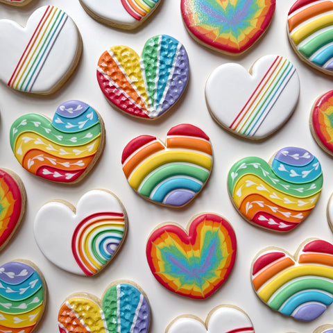 RAINBOW HEARTS ~ Online Cookie Decorating Class