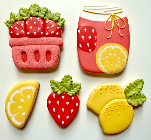 STRAWBERRY LEMONADE ~ Online Cookie Decorating Class